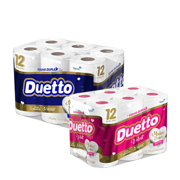 Papel hig. Duetto folha dupla 12 rolos